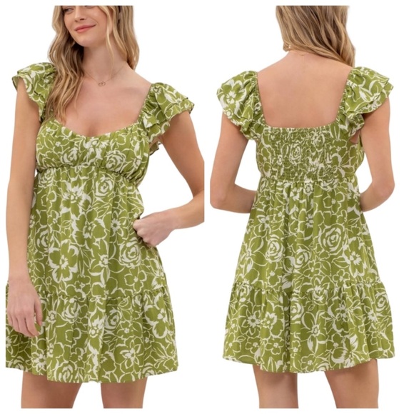 Blu Pepper Dresses & Skirts - Floral Green Dress